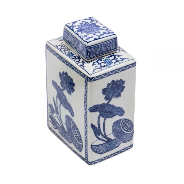 Blue & White Lotus Tea Jar- Medium