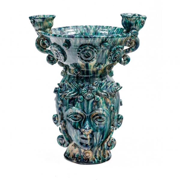 Undina Candle Holder Blue Green