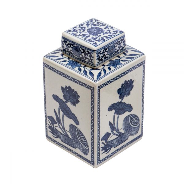 Blue & White Lotus Tea Jar- Small