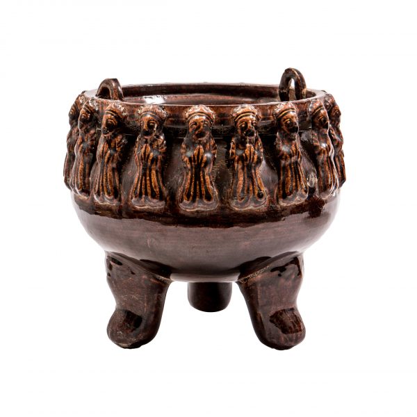 Planter Pot  Archaic on Foot Carved