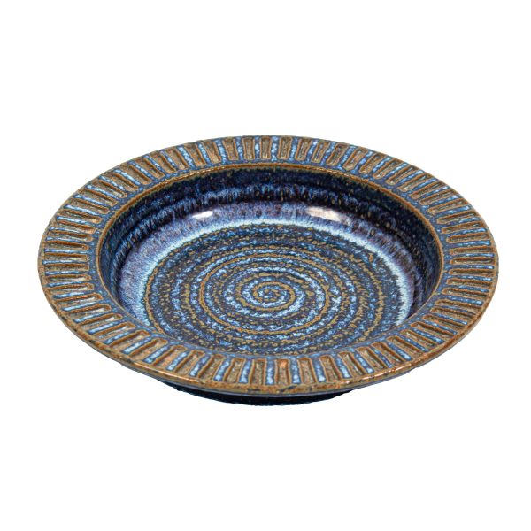 Round Blue and Brown Plate - Image 2