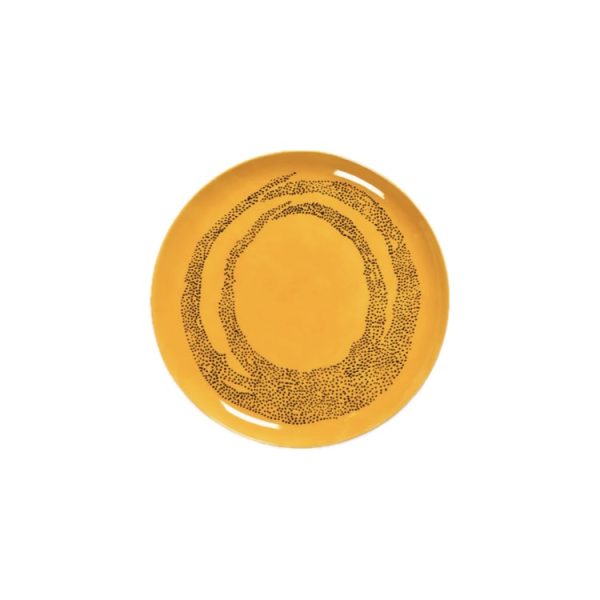Dinner Plate Yellow - Black Dots Feast